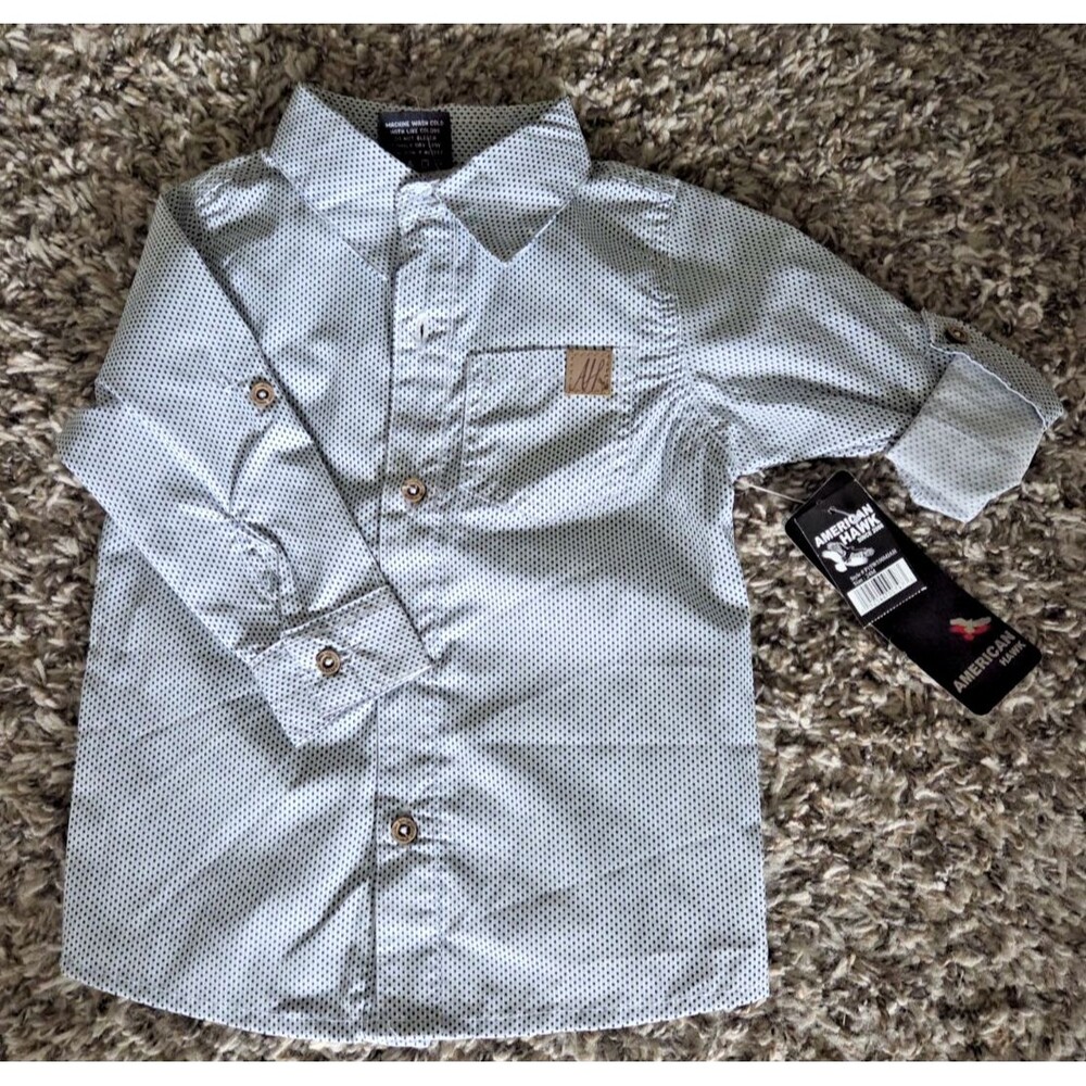 NWT AMERICAN HAWK Boys Button Front  Long Sleeve Shirt Size 2T